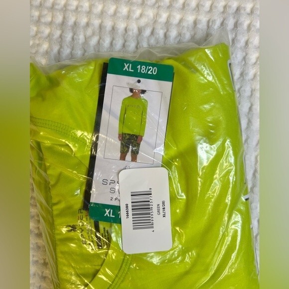Swim Trunks Boys XL Green Spyder Youth 2-piece Swim 2 Set UPF 30 Swim Shirt WB - Picture 3 of 7